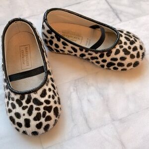 Babywalker Black & White Leopard Print Calf-Hair Flats for Baby Girls